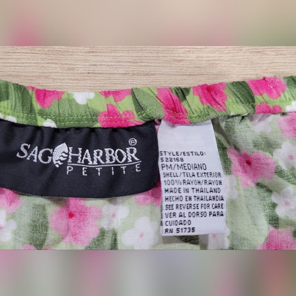 Vintage Sag Harbor Green and Pink Floral A-Line Skirt - Picture 5 of 5